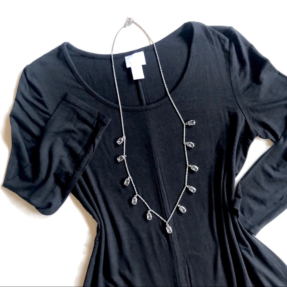 KENAR Black Scoop Neck Asymmetrical Hem Top S